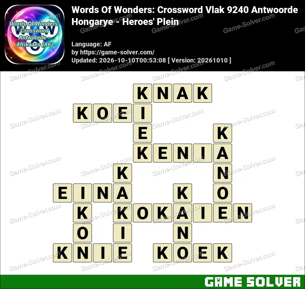 Words Of Wonders: Crossword Vlak 9240 Antwoorde – Hongarye – Heroes’ Plein